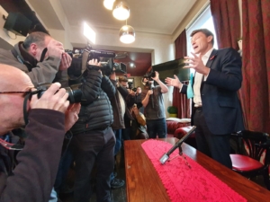 Richard Tice speaking to the media